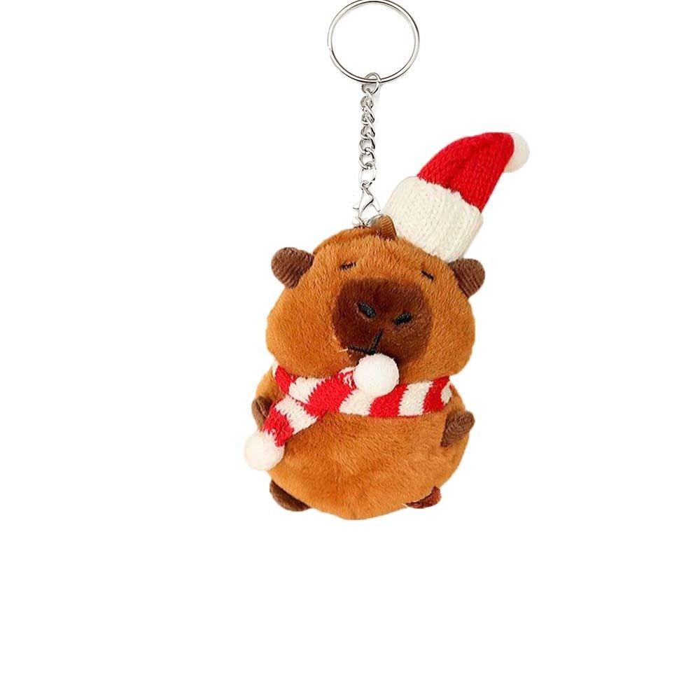 Cross Dressing Scarf Capybara Keychain PP Cotton Plush Animal Key Ring  Ornaments
