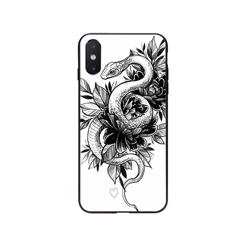 Animal The Snake Flower Phone Case for Iphone 13 12 11 Pro Max 13 12mini XS MAX X XR SE2 8 7 Plus Case