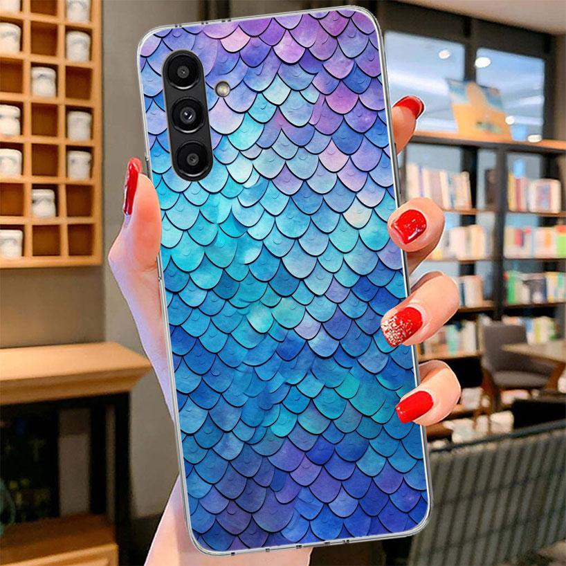 Fish Scale Pattern Mermaid Phone Case For Samsung Galaxy A17 A37 A57 A16 A26 A36 A56 A15 A25 A35 A55 A14 A24 A34 A54 A13 A23 A33