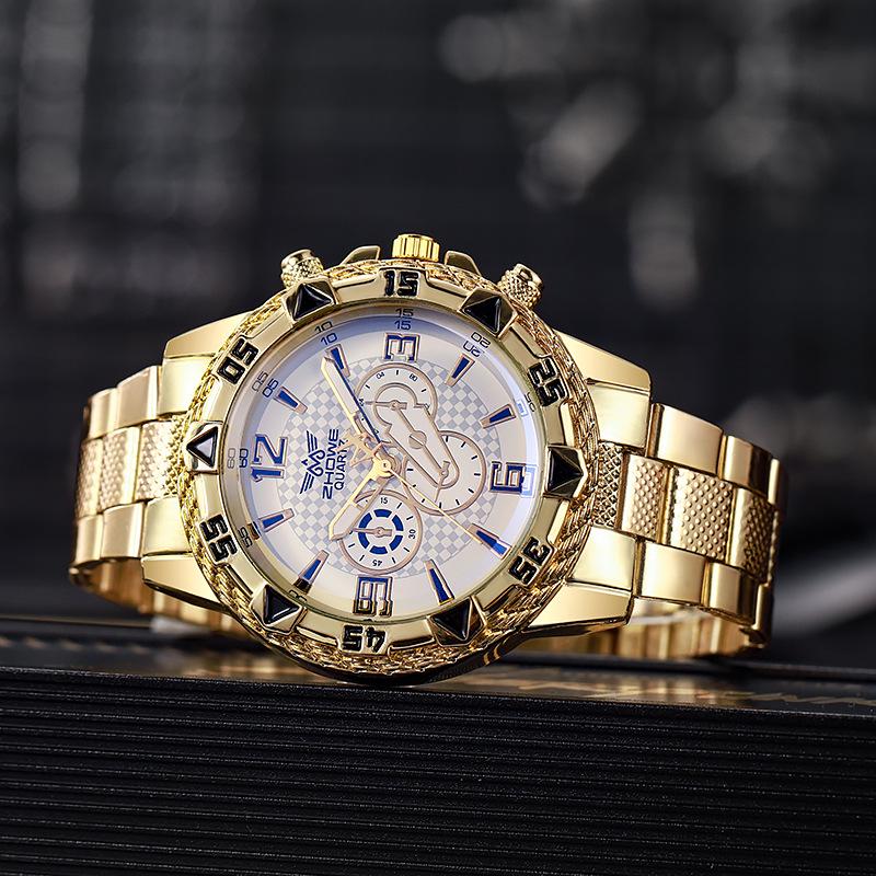 Men's Casual Fashion Alloy Watch with Large Dial and Blue Light Quartz