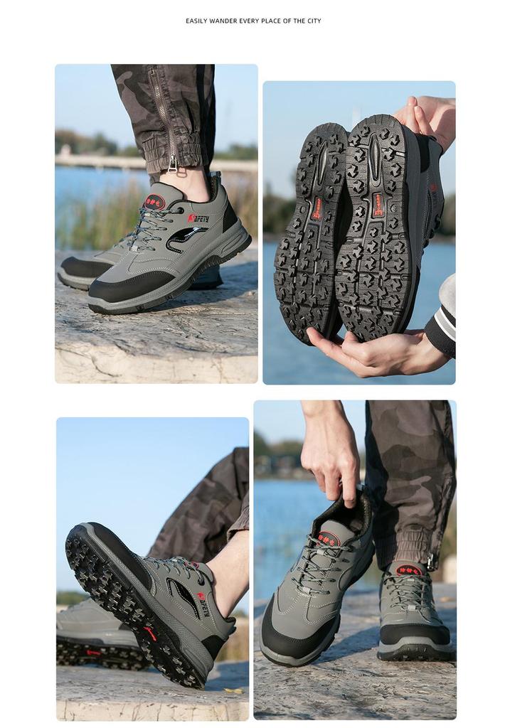 Men's Steel Toe Lightweight Breathable Protective Shoes for Construction - Anti-smash & Anti-puncture Low-top Safety Work Footwear