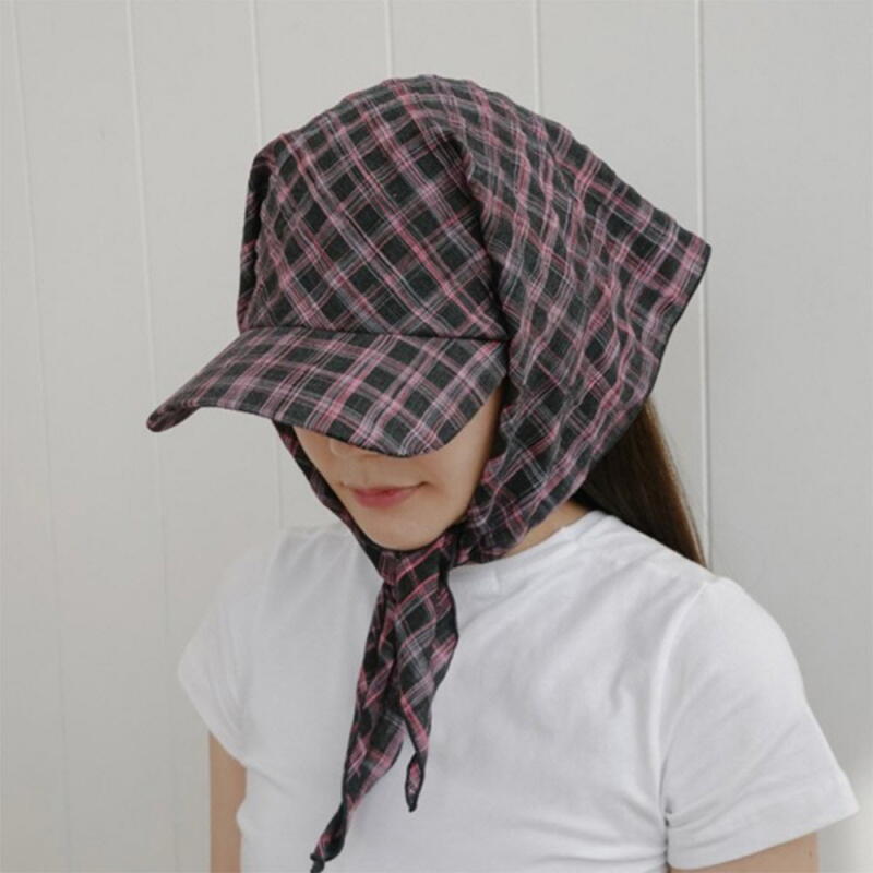 Women's Check Muffler Cover Cap Street Men's Hat