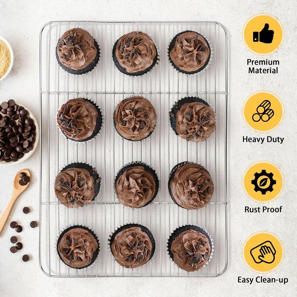 New Stainless Steel Cooling Rack Smooth Edge Dense Wires Baking Rack Easy to Clean Barbecue Cooking Mesh Shelf Cooking