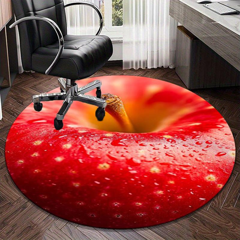 Wet Apple Close-up round carpet Chair cushion Round Entryway Rug, Soft Round Rugs for Living Room, Bedroom, Circle Carpet decor gifts