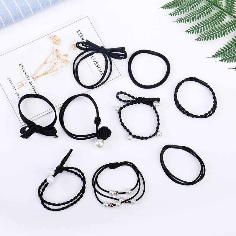 Women's Black Elastic Hair Tie - Korean Style Leather Headband