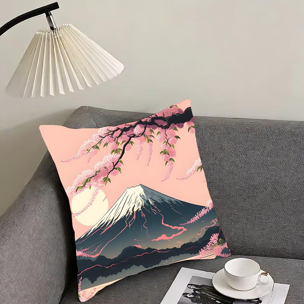 

Mount Fuji Fashion Cushion Cover Pillowcase Ultra Soft Skin Friendly Fabric Cloud Like Comfort Concealed Zipper 30x30cm