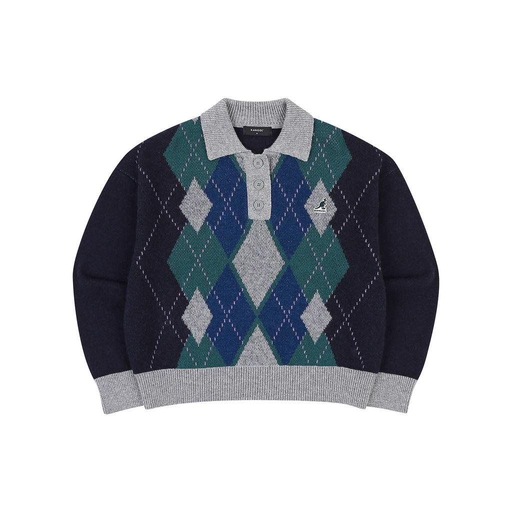 KANGOL Women'S Argyle Knit 1876 Navy