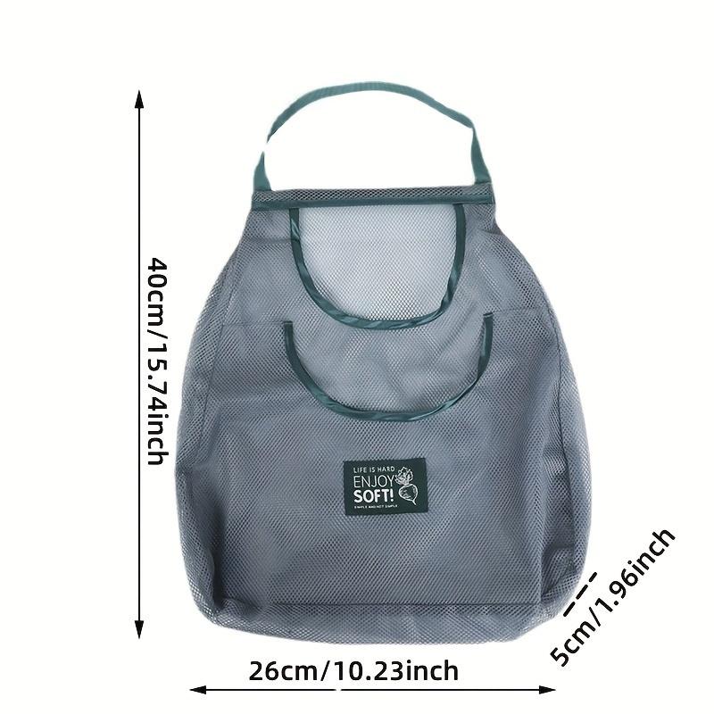 1pc Large Capacity Kitchen Storage Bag - Wall-Mounted Mesh Net for Vegetables, Fruits, Ginger, Garlic - Durable Green Polyester with Drawstring