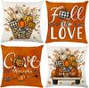 Fall Pillow Covers Set of 4 Autumn Pumpkins Give Thanks Thanksgiving Cushion Cases for Farmhouse Home Sofa Couch Orange Decor