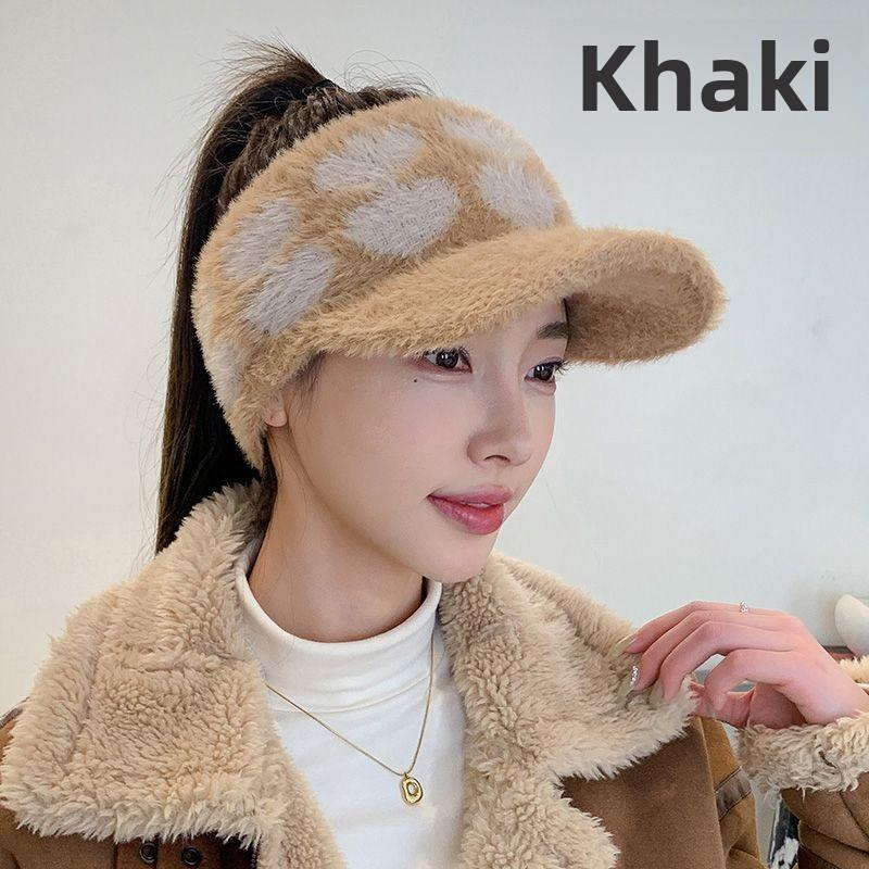 

Теплая вязаная шапка с утиным язычком женская осенне-зимняя утолщенная ворсистая защитная шапка для ушей шерстяная пустая шляпа для спорта и бега бейсболка one hat хаки