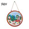 Wood Seasonal Ornaments Wooden Christmas Hanging Decoration, Rustic Santa Claus Snowman Gnome Red Truck Decorations Ornament, Window Wall Decor