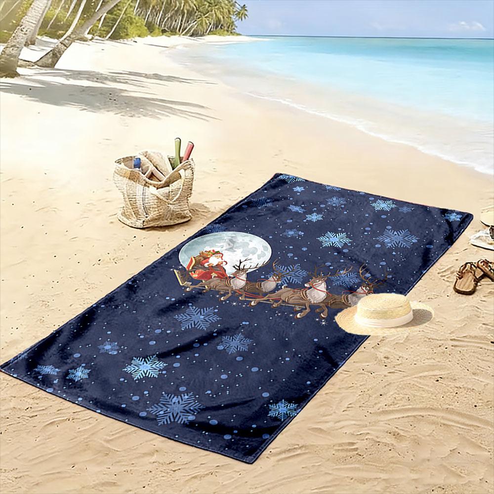 Magical wintry sleigh ride Print beach towel, quick drying, suitable for travel, outdoor sports, jogging, the beach and swimming, gift