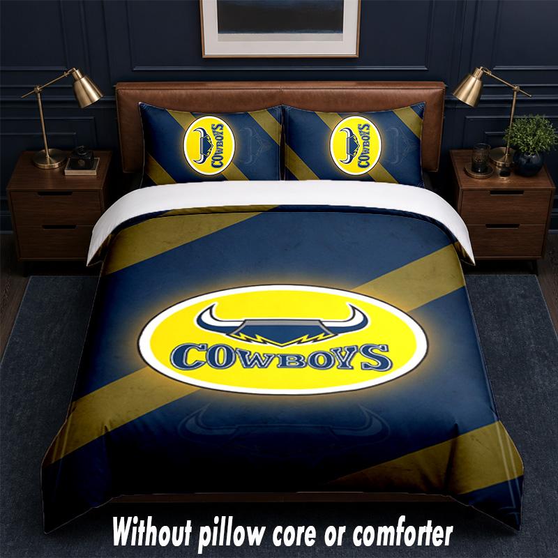 North Queensland Cowboys Design Bed Bedding Set 1 Duvet Cover + 2 Pillowcases Soft Breathable Household Bed Linens