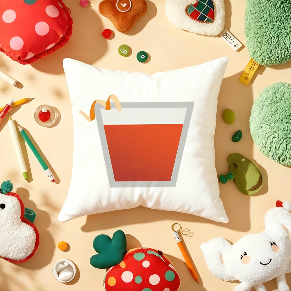 Cocktails Cushion Cover Soft Short Plush DoubleSided Printing Home Decor Machine Washable Pillow Case Gift
