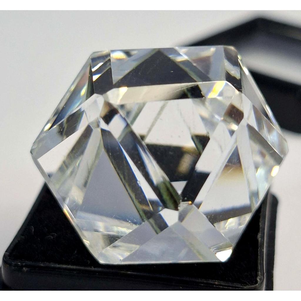 Lab Created White Topaz 100-102 Ct Fancy Cube Cut Certified Beautiful Gemstone