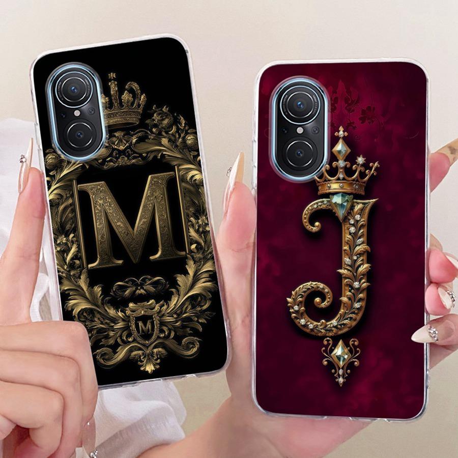For Huawei Nova 9 Case Nova 9 Pro Initial Letter Printing Soft Silicone TPU Phone Fundas for Huawei Nova 9 SE Nova9 Back Cover