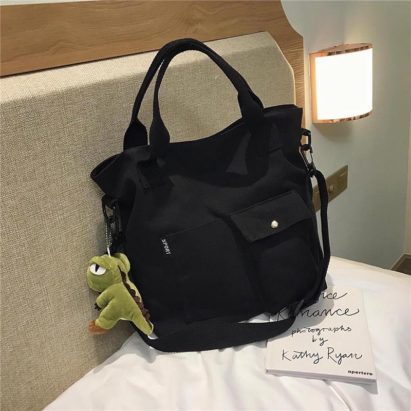 2021 Korean Style Women's Canvas Tote: Large, Trendy Crossbody & Shoulder Bag for Students