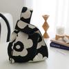 Japanese Art Canvas Handbag Large Capacity Geometric Pattern Shoulder Bag Women's Trendy Versatile Casual Knot Purse & Wrist Bag