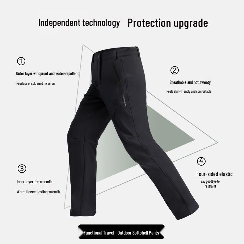 Men's Outdoor Fleece-Lined Straight-Leg Soft Shell Pants