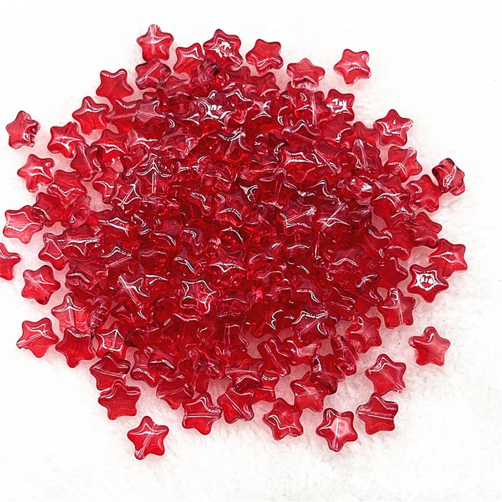 Colorful 30pcs 8mm Mini Polychrome Cute Gradient Five-pointed Star Glass Beads Loose Spacer Beads Jewelry Making DIY Handmade