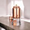 Copper Water Dispenser Set – 5 Litres | Hammered Natural Finish | Includes Stand, 2 Glasses & ABS Tap | Ayurvedic Tamra Jal Water Storage Pot