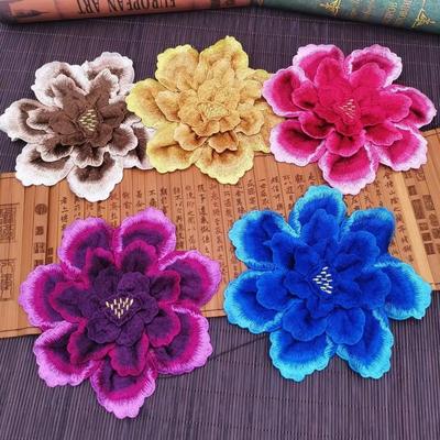 Ethnic Style 3D Embroidered Patches Large Sew On Peony Embroidery Decal Fabric Supplies Sewing Accessories