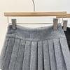 Elegant Grey Wool A-Line Pleated Skirt for Women - Versatile, Age-Reducing, Anti-Exposure, Korean Style, Autumn Winter 2025