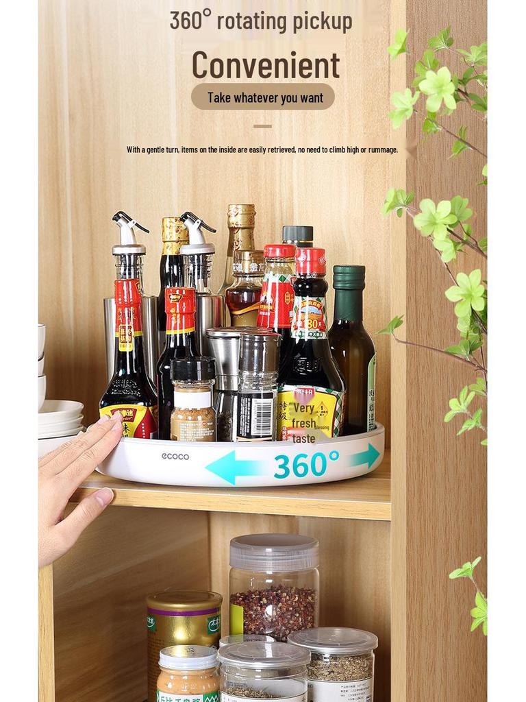 Rotating Kitchen Spice Set: Salt & Sauce Storage Jars with Tray