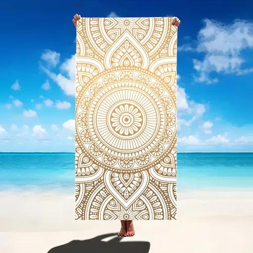 Mandala Print Beach Towel Quick Dry Microfiber Towel Soft Lightweight Absorbent Towel for Summer Beach Pool and Travel Use