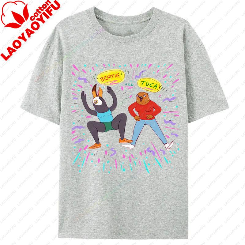 Tuca Bertie Adult Cartoon TShirt Streetwear Fashion Casual Funny Cartoon Printed Tee Crewneck Cotton Y2k Clothes