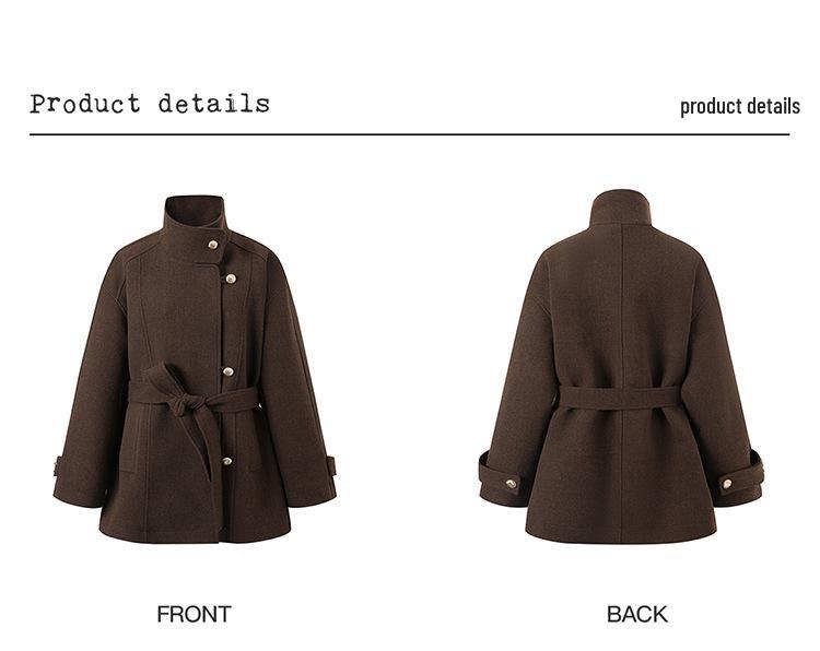 Veste en duvet en laine marron Maillard pour femme - Automne/Hiver 2025 Style coréen haut de gamme.