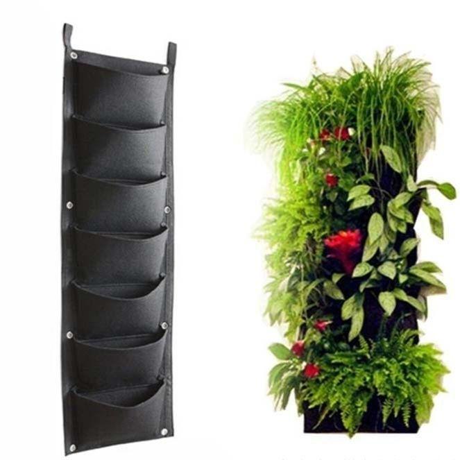 Reinforced Wall-Mounted Multi-layer Planting Bag with 7 & 6 Holes for Garden Horticulture.