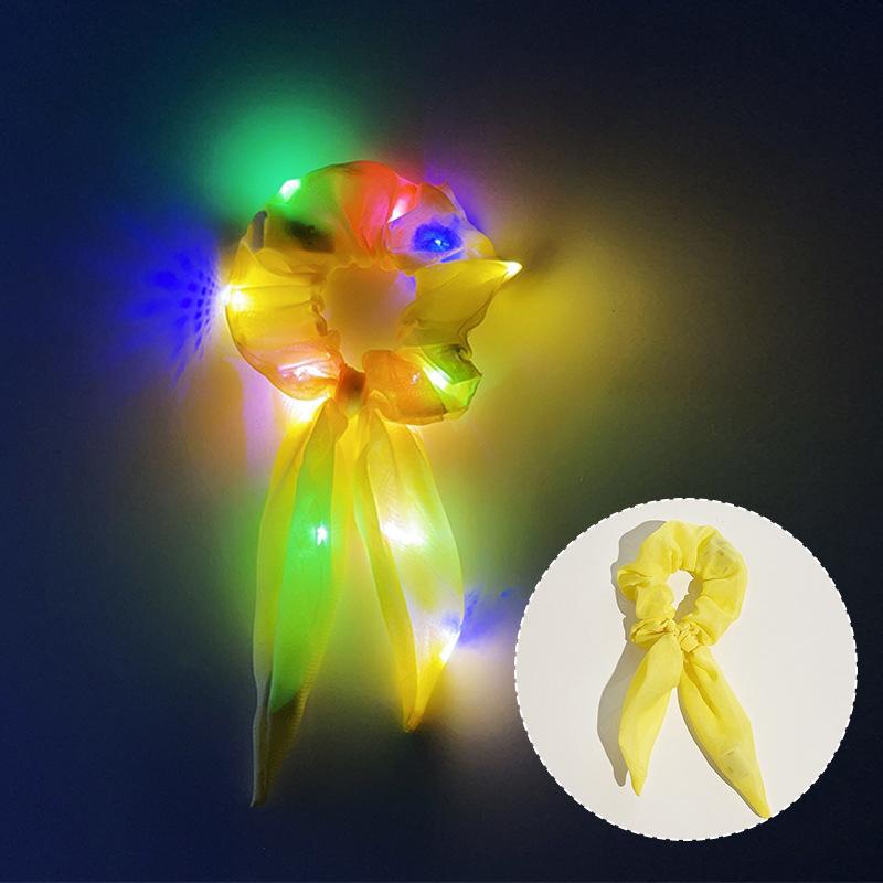 Popular Flashing Light Up hair tie LED Luminous scrunchies Women girls glowing Scrunchy Hair Rope Halloween luminous hairband