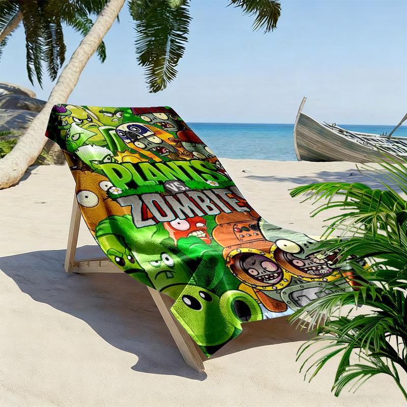 Plants Vs. Zombies Print 2D Flat Print Beach Towel, Large Soft Quick Dry Towel for Beach Camping SwimmingXSTJ0915580