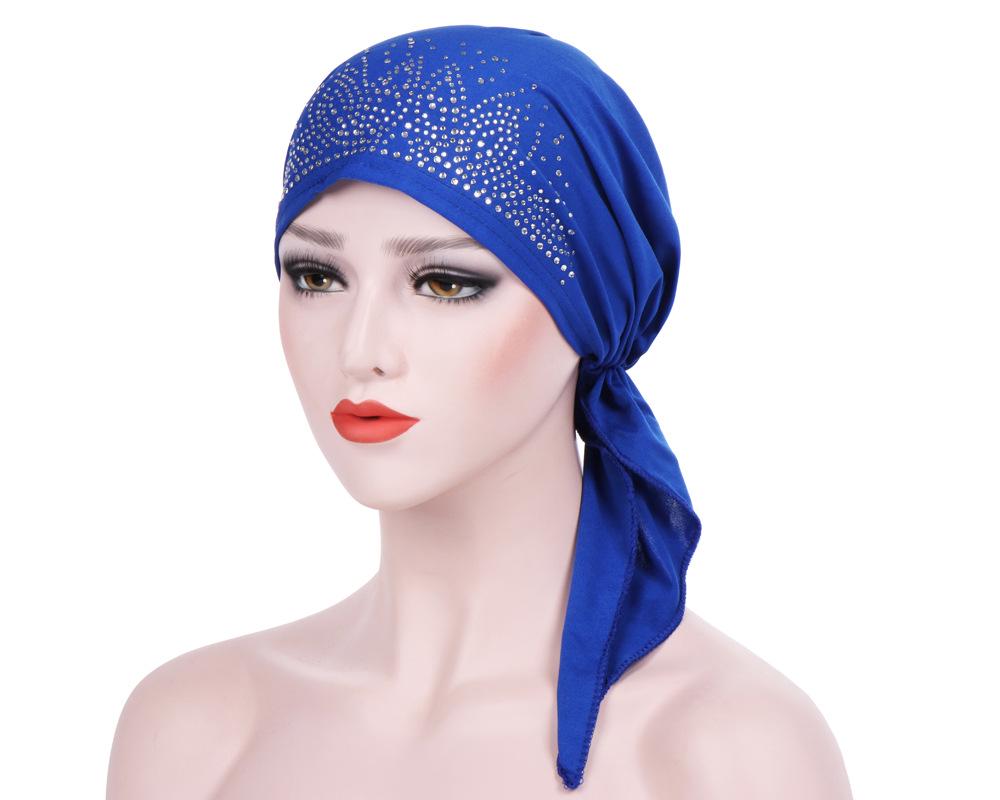 Dehnbarer Polyester Strass Beanie Kopftuch für Damen