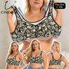 Women's Plus Size Floral Front Button Wireless Bra Wide Straps No Pad Full Coverage Side Support Comfy Breath Daily Bra L-6XL