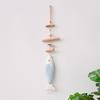 Small Fish Pendant with Hemp Rope Easy To Hang No Drilling Handmade Solid Wood Coastal Style Wall Ornament
