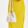Charles & Keith Minimalist Drawstring Soft Bucket Bag Embossed Leather Women Shoulder Bag Beige Black Gray CK2-10271282