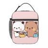 Schattige Bubu En Dudu Gaan Samen Boodschappen Doen Geïsoleerde Lunchtas voor Vrouwen Kinderen Draagbare Voedseldozen Thermische Lunchbox Tote