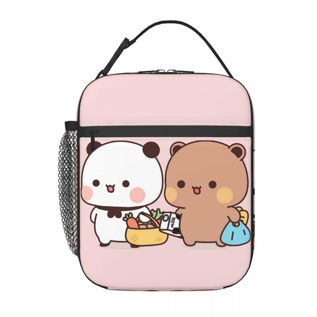 Schattige Bubu En Dudu Gaan Samen Boodschappen Doen Geïsoleerde Lunchtas voor Vrouwen Kinderen Draagbare Voedseldozen Thermische Lunchbox Tote