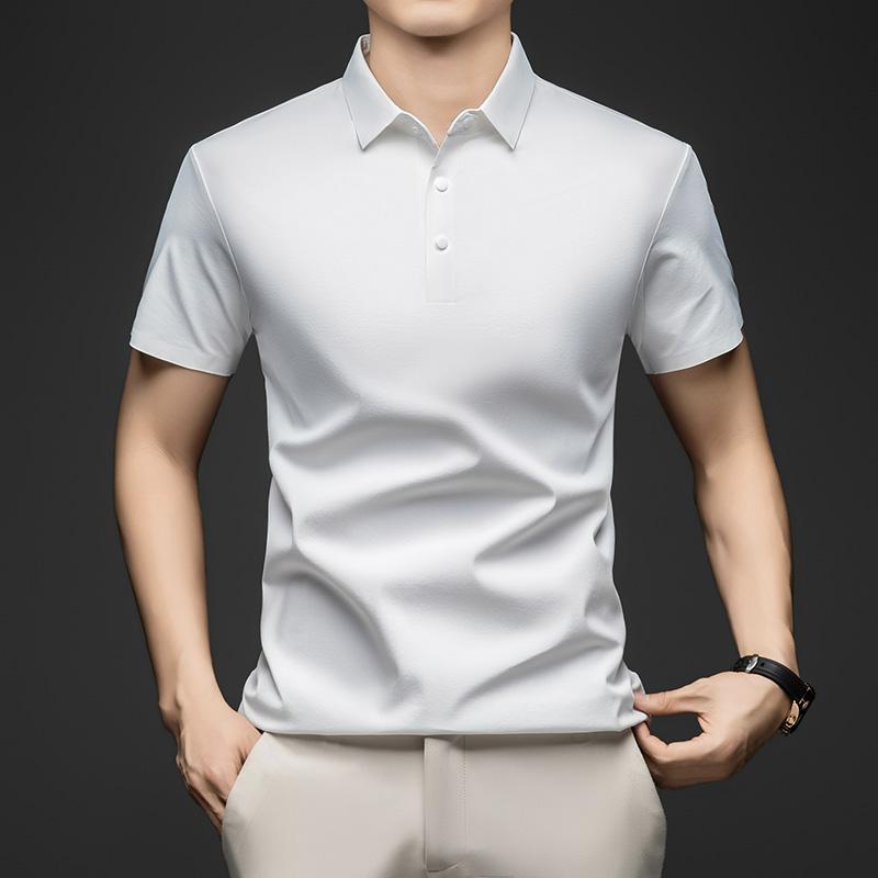 

Business Collar Men s Polo Shirt Men s Casual Ice Silk Short Sleeved Quick Drying Striped Short Sleeved T-shirt 5XL