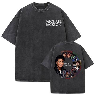 Michael Jackson Król Popu MJ Fan Koszulka Spierana Mężczyźni Kobiety Moda Gotycki Styl Vintage Koszulki Codzienna Luźna Oversize Koszulka