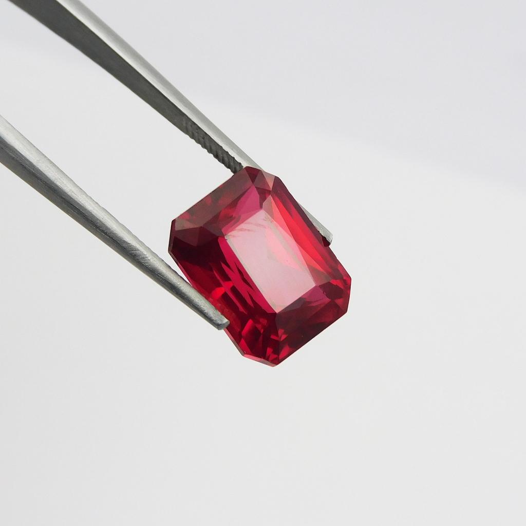 Natural Red Ruby Loose Gemstone 8.05 Ct Emerald Cut for Jewelry Making and Gem Collections