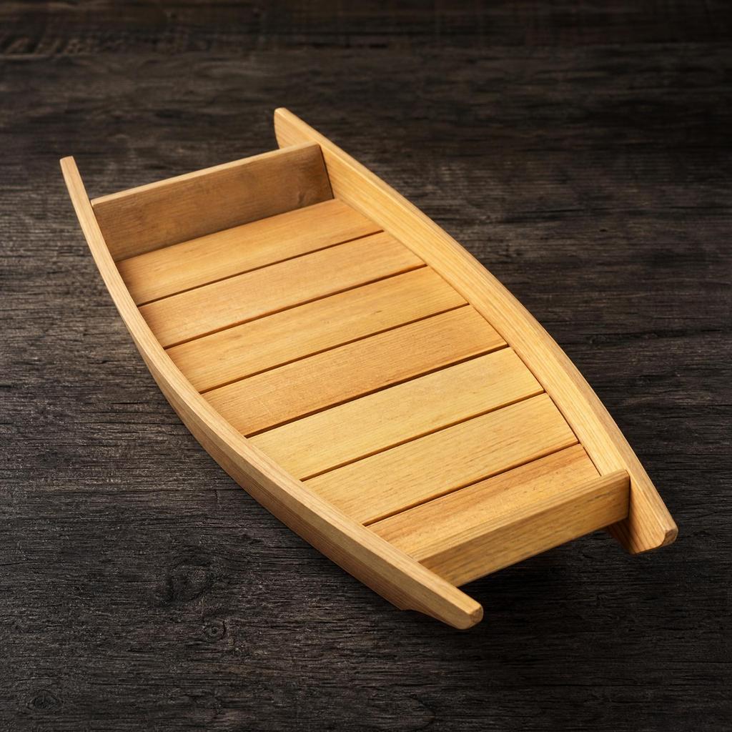 Sushi Boat Serving Tray Solid Wood Wooden Microwave with