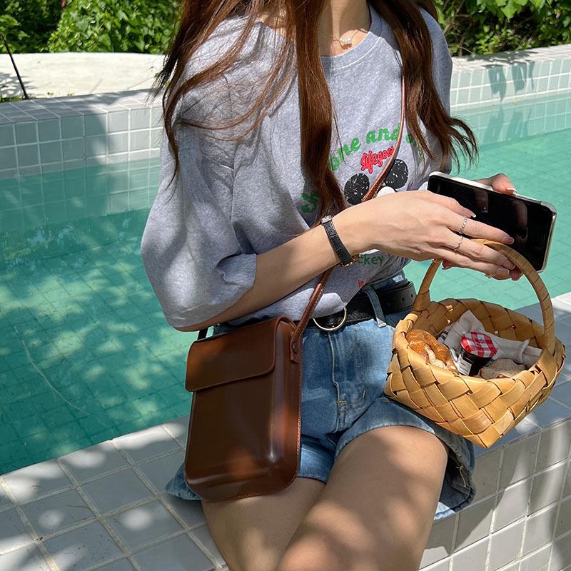 Loose Change Phone Bag Simple Box Bag Retro Men's and Women's Quality Crossbody Bag