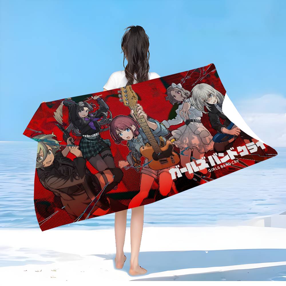 Anime G-Girls Cool Band Cry Microfiber Beach Towel Absorbent Quick Dry Soft Yoga Swimming Resort Mountain Climbing Towel