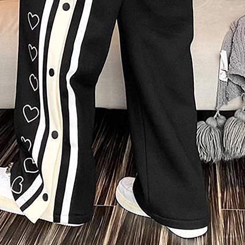 Sweatpants Oversize Men Streetwear Side Button Baggy Pants Casual Sport Split Basketball Women Trousers