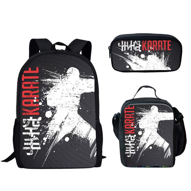 Trendy Popular New Chinese kung fu Judo 3D Print 3pcs/Set Student School Bags Laptop Daypack Backpack Lunch bag Pencil Case