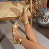 Fashion Round Toe Stiletto Sandals Summer New Open Toe Slim Strap Combination Metal Buckle One Strap Non-Slip High Heels
