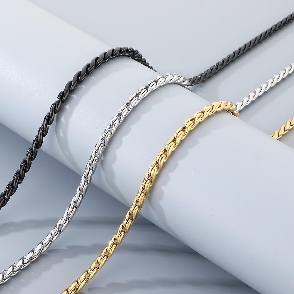 Geflochtene Edelstahl Gliederkette Halskette Herren 65CM Länge 4MM Breite Herrenketten Halsketten Schmuckzubehör Choker Mann Männlich